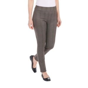 Dalia Brown Plaid Pull- On Stretch Pants Size 4